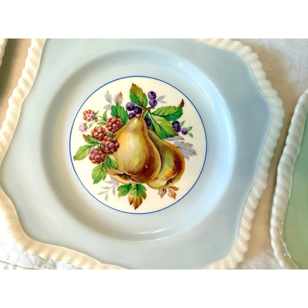 Johnson Bros Old English 6 Pastel Fruit Dessert Plates Green Pink Blue England - Picture 4 of 9